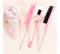 TEMU Juego de 4 piezas: peine masajeador tipo arena movediza, cepillo desenredante de nailon, peine de y cepillo para control de bordes con de plástico ABS resistente - ideal para peinados suaves