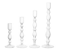 TEMU Juego de 4 Portavelas de Vidrio Transparente para Velas Modernos, Soportes Altos para de Mesa Decoración Hogar Boda Comedor Fiesta