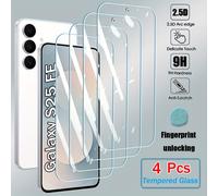 TEMU Juego de 4 protectores de pantalla de vidrio templado diseñados para varios modelos Samsung Galaxy, incluyendo A17, A07, A56 y otros, con adhesivo transparente para protección.