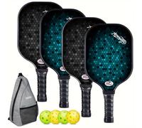 TEMU Juego de 4 Raquetas de Pickleball Amoswiz, Raquetas de Fibra de Vidrio Premium para Principiantes, Set de Pickleball con 4 Pelotas de Pickle, Regalo para y