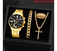 TEMU Juego de 4 relojes elegantes para , pulsera casual con accesorios de collar y anillo, estilo cuarzo