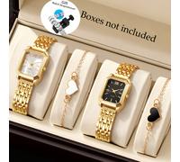 TEMU Juego de 4 Relojes Minimalistas Cuadrados para Mujer con Pulsera de - Regalo para San Valentín, Graduación, al Colegio, y Día del Maestro