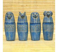 TEMU Juego de 4 Tarros Canópicos Azules Hechos a - Antiguo con Diseño de los Hijos de Horus para Rituales Espirituales y de Sanación