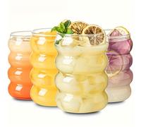 TEMU Juego de 4 vasos ondulados con y un diseño retro de ondas, perfectos para servir café helado, cócteles, refrescos, jugos, cerveza, vino y champán - Ideales para el hogar, la cocina o .
