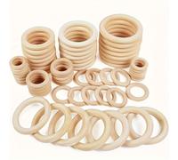 TEMU Juego de 40 anillos de madera en 8 tamaños diferentes, para manualidades y proyectos de macramé, ideal para actividades y manualidades de
