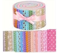 TEMU Juego de 40 Piezas de Tela con Larga de 6.5*50cm/2.6*19.7in Adecuado para Manualidades DIY, Patchwork, Accesorios para el Cabello, Borlas, etc