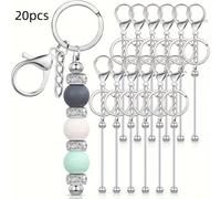 TEMU Juego de 5/10/20 piezas de llaveros de cuentas en para hombres, accesorios de llaveros DIY, tiras de llaveros de cuentas, producción por lotes, para hacer llaveros en de regalos DIY a