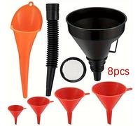 TEMU Juego de 5/8 piezas de boquillas para coche, boquilla de combustible de ancha, boquilla de aceite de cuello largo de plástico, boquilla flexible inclinada, con boquilla desmontable y filtro.