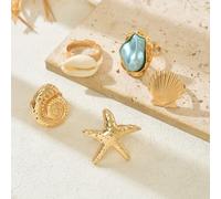 TEMU Juego de 5 Anillos de Estilo Francés Vintage e Irregular con Diseño , Ideales para Mujeres, , Vacaciones, Fiestas Bohemias y Colección de Anillos para Todo el Año