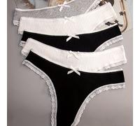 TEMU Juego de 5 braguitas tipo tanga para mujer, multicolor, de de elasticidad, con y de encaje para mayor encanto