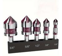 TEMU Juego de 5 brocas de acero al carbono, brocas de precisión de vástago hexagonal de 82° y varios tamaños, adecuadas para trabajar y el metal, brocas avellanadoras multiusos M35