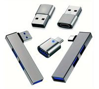 TEMU Juego de 5 convertidores USB-C a USB-A, USB 3.0, Extensor USB para Laptops, PCs, Unidades Flash, Discos Duros, Consolas, Impresoras, Transferencia de de Cámara y Teclados.