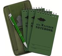 TEMU Juego de 5 Cuadernos y Bolígrafos: 3 Cuadernos Tácticos de Bolsillo de 5 X 5 Pulgadas con 1 Bolígrafo Metálico Impermeable y 1 de Tela para Actividades al Aire Libre