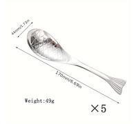 TEMU Juego de 5 cucharas de acero inoxidable 304: cuchara creativa minimalista de pez de dibujos animados, cuchara de postre, cuchara sopera, cuchara para arroz, cuchara para bañada en oro