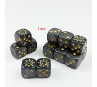 TEMU Juego de 5 dados D6 negros, perfectos para juegos de ajedrez festivos. mide 1.6CM, lo que lo convierte en un accesorio para Halloween, Navidad y reuniones familiares.