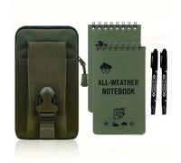 TEMU Juego de 5 diarios para todo - Cuadernos de bolsillo verdes de 3x5 pulgadas a prueba de viento con PVC duradero - bolsa de almacenamiento con mosquetón para al