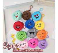 TEMU Juego de 5 monederos de felpa con forma de mascarilla de - 12 colores, bolsa pequeña con cremallera, portátil para llavero de mujer, solo a