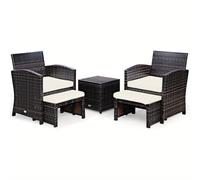 TEMU Juego de 5 muebles de ratán para o jardín con cojín y , para uso interior y exterior, color