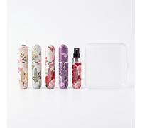 TEMU Juego de 5 piezas de botellas de perfume florales con rosas y mariposas, kit de mini botellas de spray portátiles y recargables