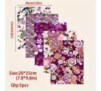 TEMU Juego de 5 piezas de tela de algodón japonesa que mide 7.8 por 9.8 pulgadas, con diseños acolchados impresos para costura a y manualidades de patchwork