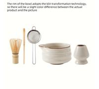 TEMU Juego de 5 Piezas para Matcha Japonés, Bol Tradicional de Horno , de Bambú, Soporte para , Cucharón y , Regalos Únicos para del Té - Decoración de Cocina para Mujeres, Hombres y Novias