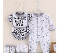 TEMU Juego de 5 piezas para recién nacido: body casual y , lindo conjunto de vaca de granja con gorro, guantes y babero, para exteriores