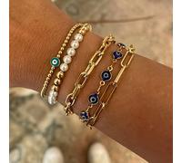 TEMU Juego de 5 Pulseras Retro Minimalistas para Mujer de 17 MILE con - Cadena de Cuentas Multicolor, Ideal para Citas, Fiestas, Uso Diario, Accesorio Versátil para Todo el Año