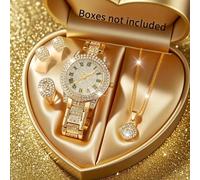 TEMU Juego de 5 Relojes y Joyas Elegantes para Mujer; Esfera Redonda , Regalo para San Valentín, al Colegio, Ramadán, de y Madres - Ideal para Todas las Ocasiones