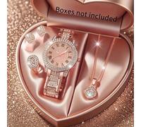 TEMU Juego de 5 Relojes y Joyas Elegantes para Mujer; Esfera Redonda , Regalo para San Valentín, al Colegio, Ramadán, de y Madres - Ideal para Todas las Ocasiones