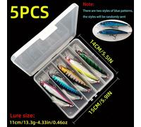 TEMU Juego de 5 señuelos de pesca Minnow de láser, 11 cm y 13 g, con anzuelos de pluma, diseñados para acción de , adecuados para artificial, una