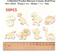 TEMU Juego de 50 piezas de dinosaurios de madera para recortar - manualidades DIY multifuncionales, madera sin terminar para decoración del hogar