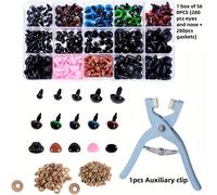 TEMU Juego de 560 accesorios coloridos para crochet con ganchos azules, ojos y DIY, 5 plásticos artesanales (5-30mm) para Amigurumi e de animales