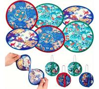 TEMU Juego de 6 Abanicos Plegables Japonés, Art Deco Redondos y Portátiles con Patrones Elegantes para Verano, Festivales, y Decoración del Hogar