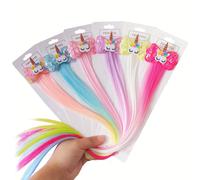 TEMU Juego de 6 accesorios de pelo de unicornio para niñas - Poliéster, sin pegamento, a , para disfraces de , Día de Mardi Gras