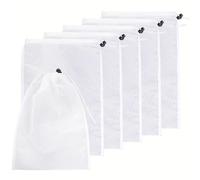 TEMU Juego de 6 bolsas de malla reutilizables y lavables para aspiradoras de piscina, con cordón de bloqueo, adecuadas para limpiar piscinas, estanques y acuarios.