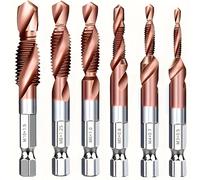 TEMU Juego de 6 Brocas y Cobalto para con Avellanador y Desbarbador - Tamaños Métricos M10, Vástago Hexagonal de 1/4" para Corte