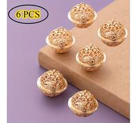 TEMU Juego de 6 campanas de en miniatura hechas a con hermosos diseños florales y un dorado. campanas no requieren electricidad y son perfectas para decorar en Navidad, Acción de Gracias o de la .