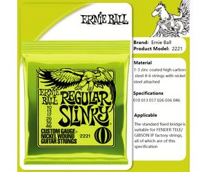 TEMU Juego de 6 cuerdas para guitarra eléctrica Ernie Ball Eagle Series 2221, 2223, 2239, 2222, 2220, 2240, aptas para estilos de rock, jazz, , duraderas, de bobinado , con respuesta de graves y de .