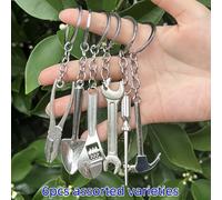 TEMU Juego de 6 llaveros de mini herramientas de estilo aleatorio, , colgante de llavero de herramienta multifuncional, regalo ideal. Suministros para hacer carteras