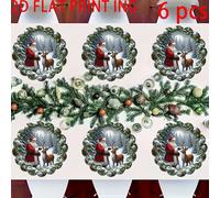 TEMU Juego de 6 manteles individuales redondos con Papá Noel y renos. Con una medida de 35-35 cm, a Papá Noel y sus renos, rodeados de navideños como de pino, y adornos coloridos.