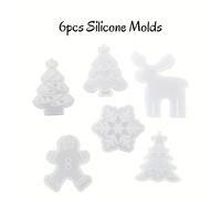 TEMU Juego de 6 Moldes de Silicona Navideños: Reutilizables, Fáciles de Desmoldar para Velas Aromáticas, y Decoraciones de Yeso - Diseños de Árbol, Copo de Nieve y Reno - Regalo para las Fiestas