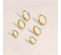 TEMU Juego de 6 Pendientes de Aro Chic - Clásicos y Modernos, Acero Inoxidable 316L, Perfectos para Atuendo Casual y Regalos