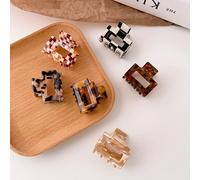 TEMU Juego de 6 pequeñas pinzas para el pelo de acetato con estampado de leopardo cuadrado para mujeres, con un diseño sencillo y elegante para de caballo con flequillo y pelo lateral.