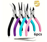 TEMU Juego de 6 piezas de Herramientas Manuales para Joyería con 4 Pinzas, 1 Anillo Dorado y 1 Abrecéspedes - Suministros para Enhebrar Alambres, Esenciales Domésticos Multifuncionales