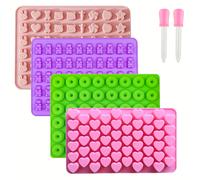 TEMU Juego de 6 piezas, que 4 moldes de silicona para caramelos , moldes y 2 goteros. Se pueden combinar formas, incluyendo osos, donas, corazones, animales, etc