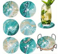 TEMU Juego de 6 posavasos para pintura de diamantes con soportes, kit de posavasos de diamantes, adecuado para suministros y manualidades para principiantes