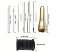 TEMU Juego de 6 Puntas de Aguja para Coser Cuero con de Aleación, 50 Metros de Hilo de Nylon y 2 , para Herramientas de Costura Manual, Calzado y Reparación de Cuero