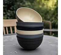 TEMU Juego de 6 Tazones de Cereal - Tazones de Plástico PP de 24 oz para Sopa/Arroz/Cereal/Ensalada - Seguros para Microondas y Lavavajillas - Vajilla - Diseño Antigolpes para Hogar, Camping y Regalos