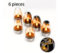TEMU Juego de 6 velas parpadeantes sin llama, luces solares para exteriores, luces de vela decorativas LED, simulada LED portátil, ideal para: fiestas decorativas, , bares, hogar, picnics de cena al .