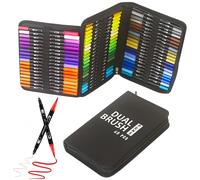 TEMU Juego de 60 Pinceles Punta para Libros de Colorear Adultos, Ideal para Dibujar Tarjetas Navideñas, Caligrafía, Diarios y - Uso Profesional en & Regalo